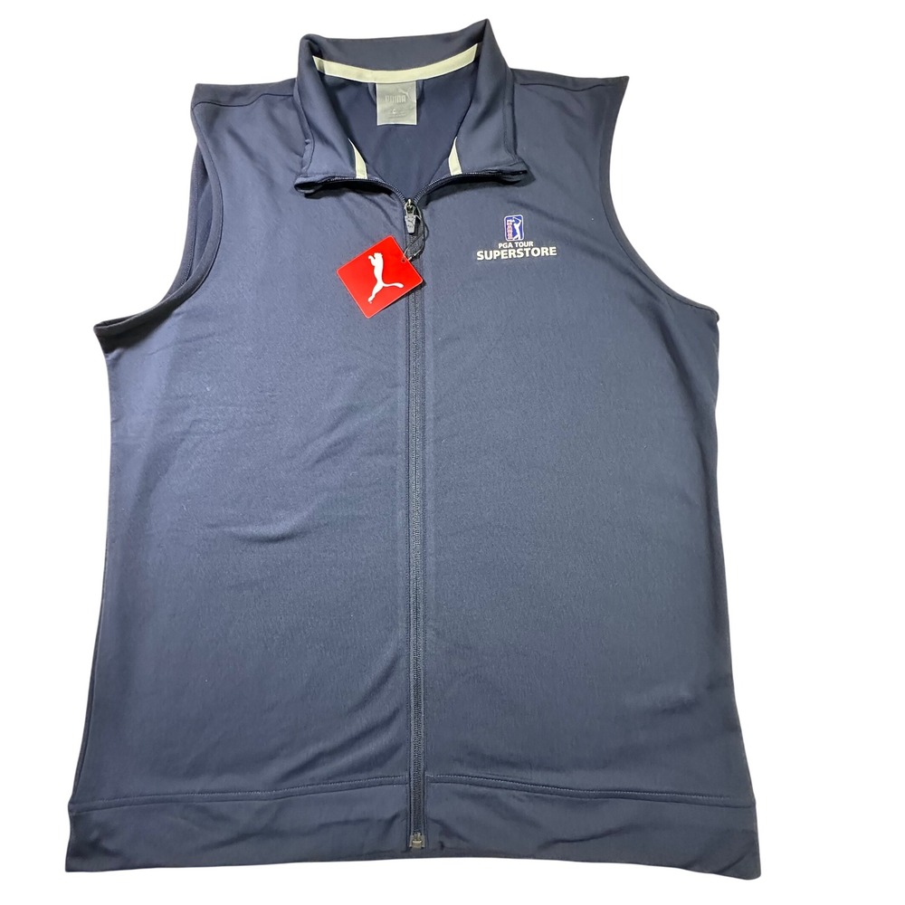 Puma Golf Vest Mens Large Peacoat Navy Full Zip PGA TOUR Superstore NWT